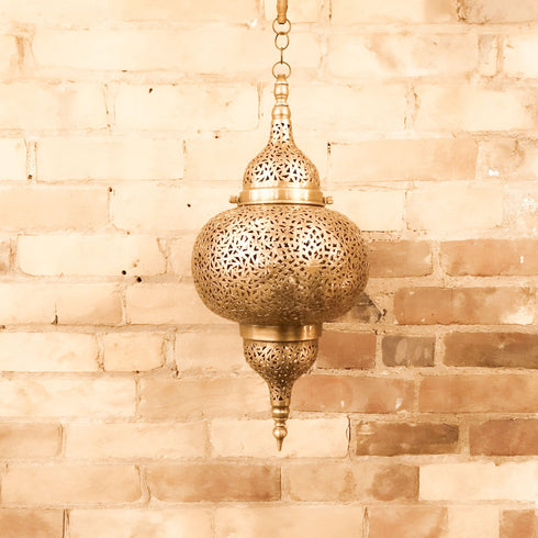 Elegant Handcrafted Moroccan Pendant Light - Brass Chandelier & Lampshade (PL 1056)
