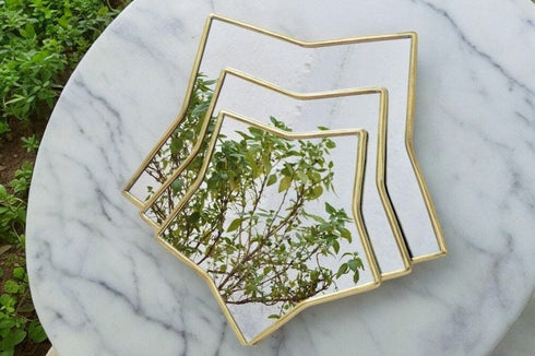 Handmade Brass Moroccan Star Mirror | Golden Star Mirror (MR 1013)
