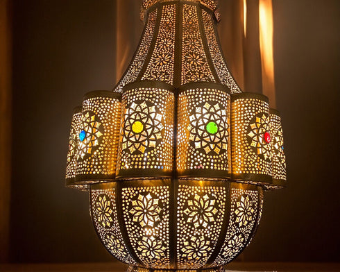 Large Handmade Moroccan Brass Pendant Lamp - Exquisite Chandelier Lighting (PL 1031)