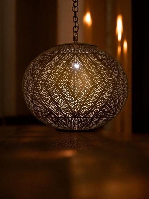 Handcrafted Moroccan Black Pendant Light - Brass Lampshade for Authentic Home Decor (PL 1036)