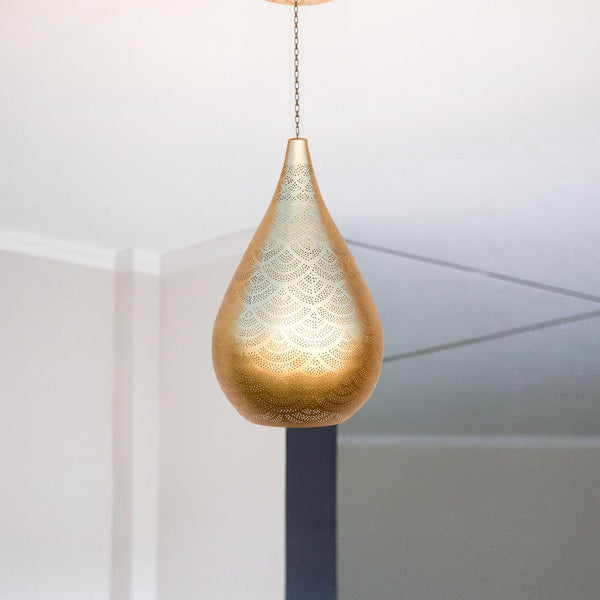 Dome Moroccan Chandelier – Brass Openwork Lamp Statement Light