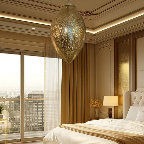 Handcrafted Moroccan Brass Pendant Lamp - Exquisite Ceiling Chandelier (PL 1027)