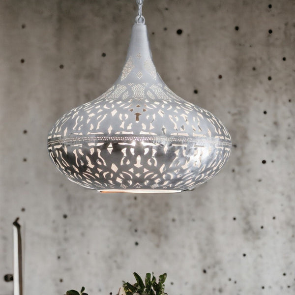 Moroccan Chandelier – Brass Filigree Openwork Entryway