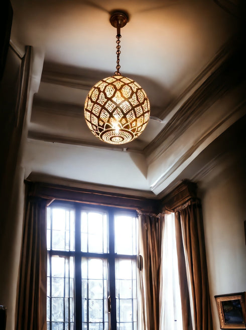 Moroccan Brilliance: Brass Ball Pendant Light Chandelier (PL 1021)