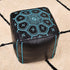 Square Bleu Ottoman Leather Pouf - Bohemian Deco