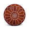 Moroccan Leather Ottoman - Stitched Hand-Knotted Leather Pouf