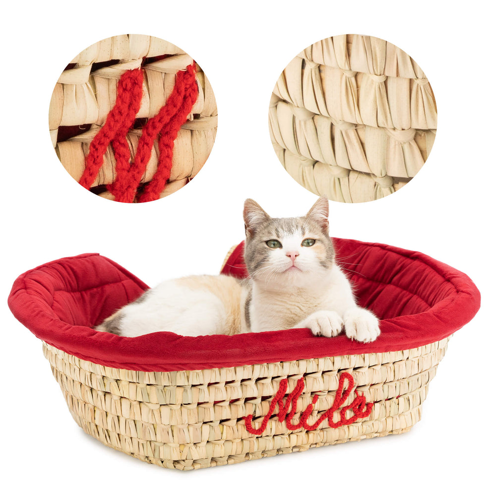 Handmade Straw Pet Bed – Personalized Dog & Cat Basket
