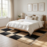 Moroccan Berber Rug – Black & Cream Plush Checkered Wool Area Rug
