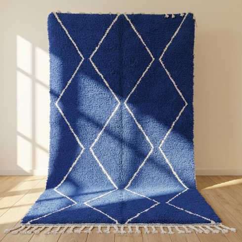 Blue Berber Rug - Moroccan Beni Ourain Wool Rug