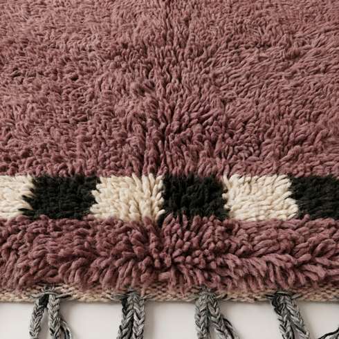 Beni Ourain Rug – Mauve Plush Geometric Wool Area Rug