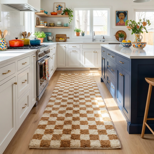 Authentic Moroccan Checkered Wool Rug – Beni Ouarain Design