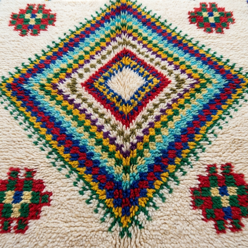 Azilal Rug – Multicolor Shaggy Diamond Wool Berber Carpet