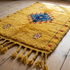Vibrant Moroccan Kilim Rug - Flatweave Natural Wool Boho Decor - Mustard Yellow Tribal Motif