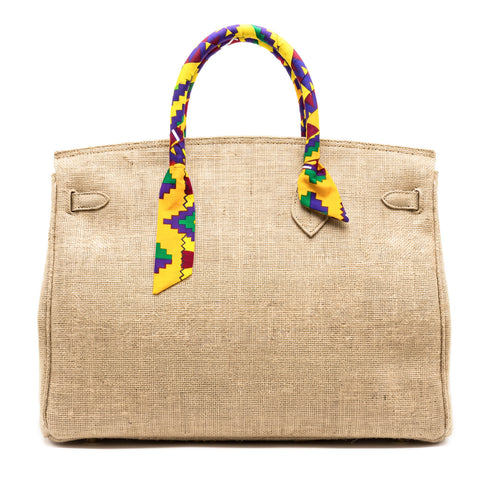 Moroccan Jute Luxury Tote – Large Travel Handbag