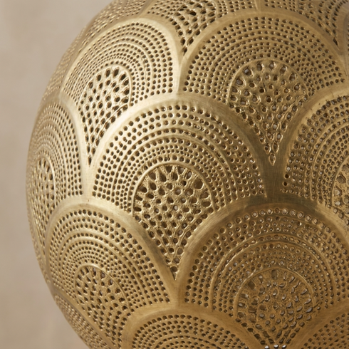 Handmade Moroccan Ceiling Light – Brass Geometric Openwork