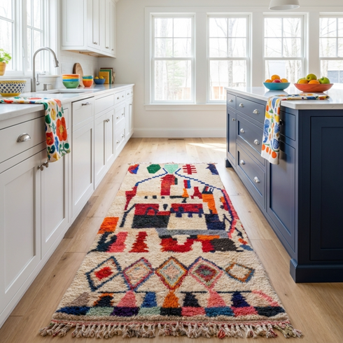 Boujaad Rug – Multicolor Plush Geometric Wool Area Rug