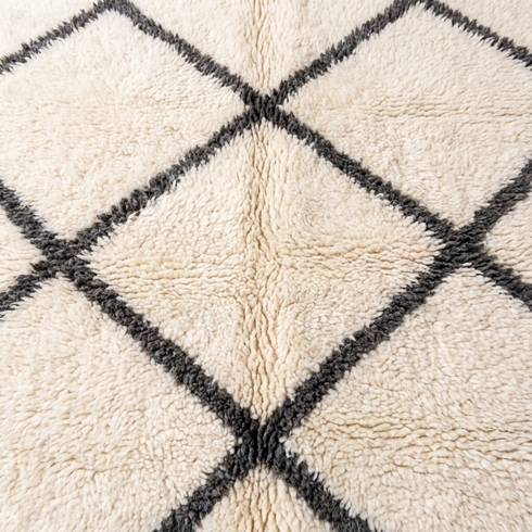 Authentic Beni Ourain Rug - High Pile Natural Wool - Modern Boho Decor