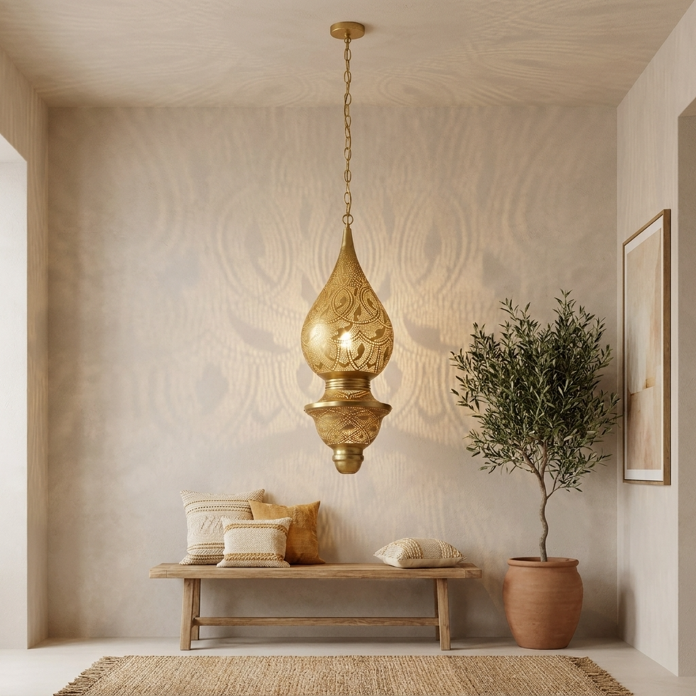 Moroccan Lantern – Brass Teardrop