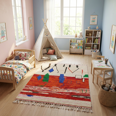 Handmade Moroccan Boujaad Rug - Custom Wool Carpet
