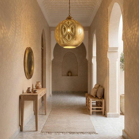 Moroccan Chandelier – Dome Openwork Brass Lamp