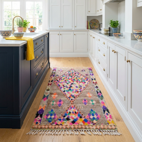 Authentic Boujaad Moroccan Rug – Artisan Handcrafted Wool Area Rug with Colorful Geometric Tribal Pattern