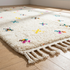 Handmade Azilal Rug - Plush High Pile Wool - Boho Living Room Decor - Ivory with Vibrant Tribal Symbols