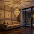 Handmade Moroccan Pendant Lamp – Gold Brass Statement Light with Filigree Pattern for Living Room Decor