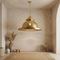 Authentic Handmade Moroccan Lamp – Gold Brass Pendant Light with Intricate Perforated Geometric Design for Living Room Decor