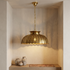 Authentic Handmade Moroccan Lamp – Gold Brass Dining Room Chandelier with Intricate Perforated Shadow Casting Design