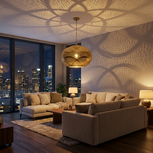 Filigree Brass Moroccan Ceiling Light