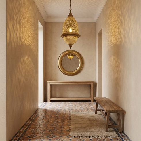 Authentic Handcrafted Moroccan Lamp – Oxidized Brass Filigree Teardrop Pendant for Boho Bedroom Lighting