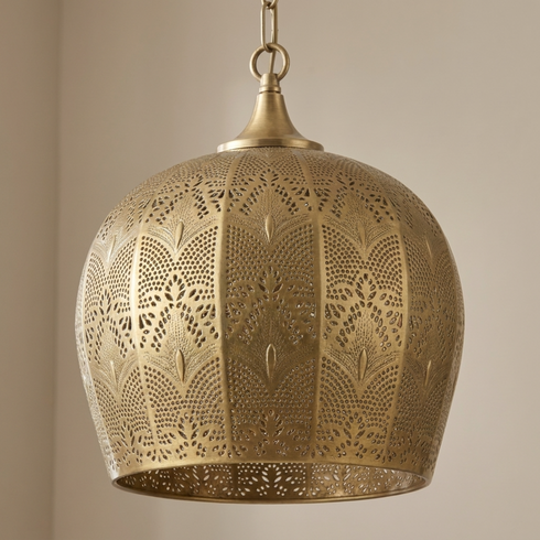 Moroccan Pendant Light – Brass Dome Floral