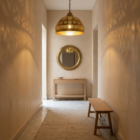Handmade Brass Dome Pendant Lamp - Kitchen Island Lighting (pl-2011)
