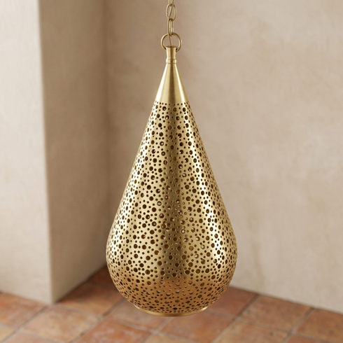 Brass Pendant Light – Moroccan Teardrop Openwork