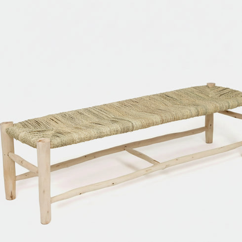 Handwoven Palm Leaf Bench - Moroccan Handmade Furniture