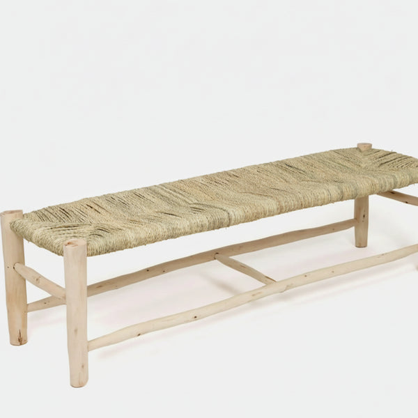 Handwoven Palm Leaf Bench - Moroccan Handmade Furniture