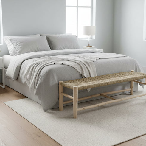 Handwoven Palm Leaf Bench - Moroccan Handmade Furniture