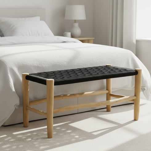 Moroccan bench with Black cord - Moroccan Handmade Furniture