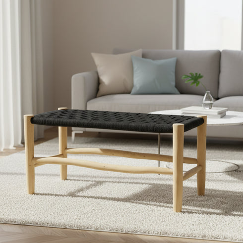Moroccan bench with Black cord - Moroccan Handmade Furniture
