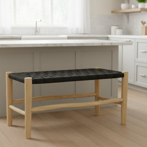 Moroccan bench with Black cord - Moroccan Handmade Furniture