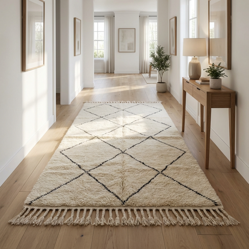 Authentic Beni Ourain Rug - Minimalist Boho Living Room Decor