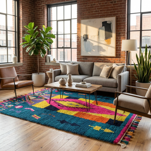 Colorful Moroccan Rug - Moroccan Boujaad Handmade Rug