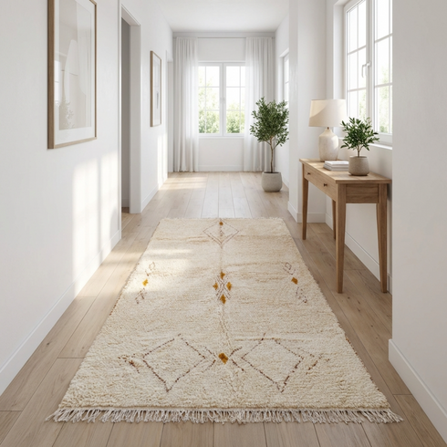 Authentic Beni Ourain Rug - Minimalist Boho Ivory Area Rug