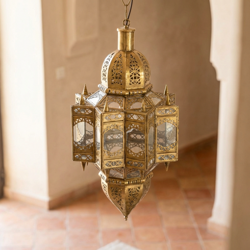 Moroccan Brass Pendant Light - Handmade Hanging Lantern (pl-2019)
