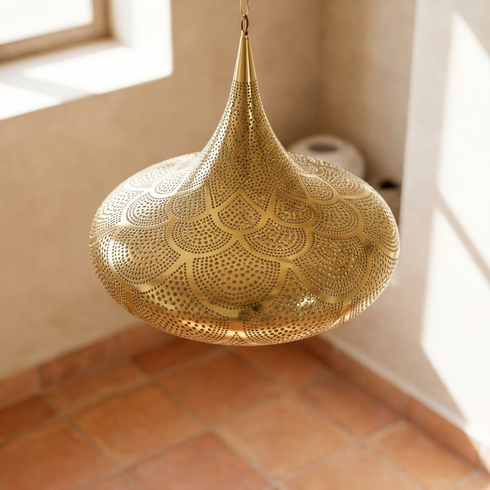 Boho Living Room Statement Lamp - Teardrop Silhouette