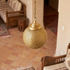 Authentic Solid Brass Globe Lamp – Hand-Hammered Moroccan Hanging Pendant Light with Intricate Filigree Design