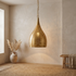 Gold Brass Teardrop Pendant Light – Decorative Shadow Casting Lamp for Kitchen Island Lighting