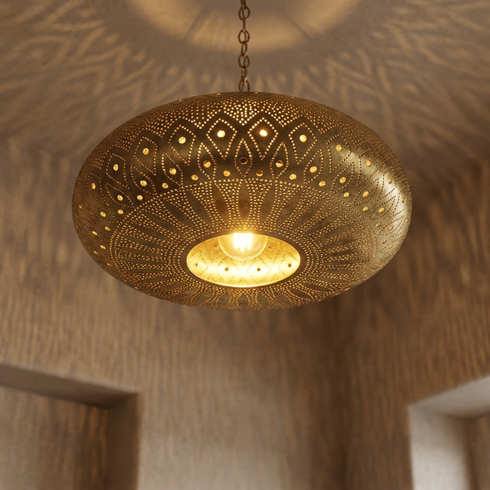 Moroccan Chandelier – Globe Brass Shadow-Casting Lamp