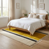 Authentic Moroccan Rug – High Pile Shaggy Wool Area Rug with Modern Mustard Stripe Pattern for Boho Living Room Decor