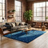 Vibrant Moroccan Rug – Plush Shaggy Wool Rug with Electric Blue & White Polka Dot Pattern